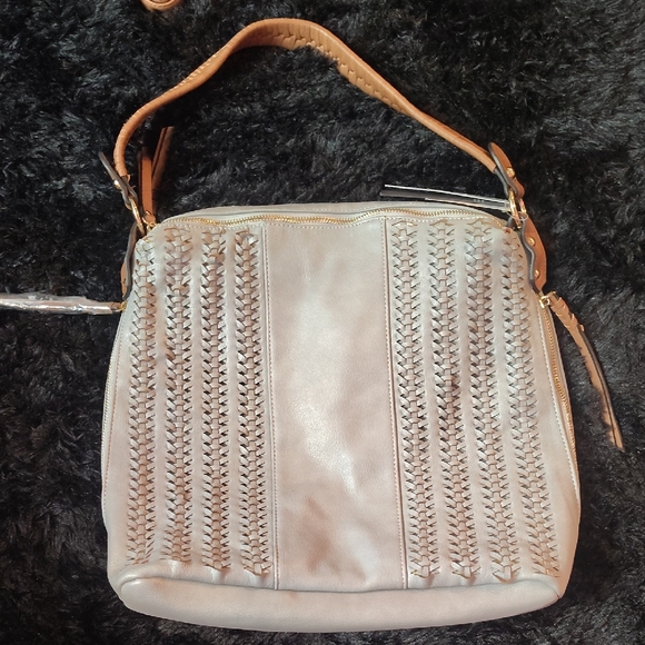 Elegant GREY 🩶 🩶 Leather Woven Hobo Shoulder Bag/Purse - Picture 1 of 15